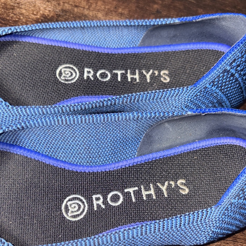 Rothy's women's Blue Knit Pointed-Toe Flats with Subtle Pattern size W8 - Picture 9 of 11